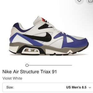 Men’s Nike Air Structure Triax 91 Violet White size 8.5